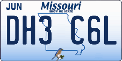 MO license plate DH3C6L