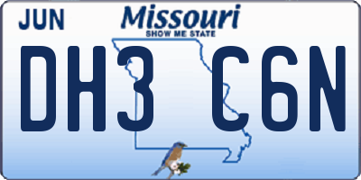 MO license plate DH3C6N