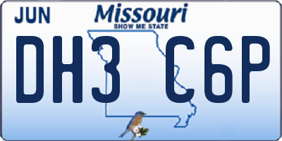MO license plate DH3C6P