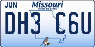 MO license plate DH3C6U