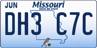 MO license plate DH3C7C
