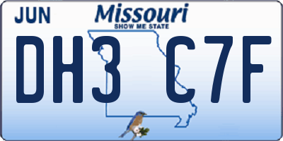MO license plate DH3C7F