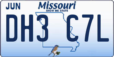 MO license plate DH3C7L