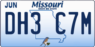MO license plate DH3C7M
