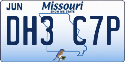 MO license plate DH3C7P