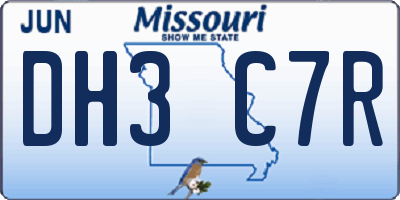 MO license plate DH3C7R