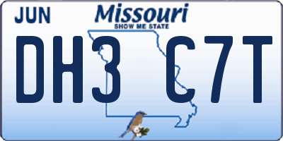 MO license plate DH3C7T
