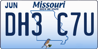 MO license plate DH3C7U