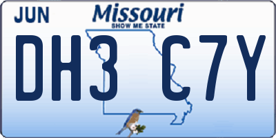 MO license plate DH3C7Y