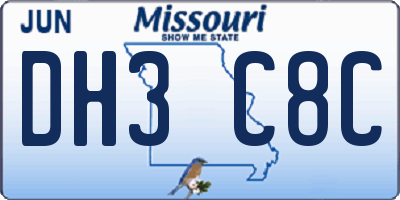 MO license plate DH3C8C