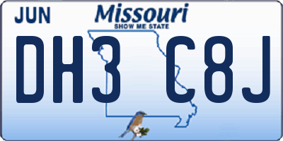 MO license plate DH3C8J
