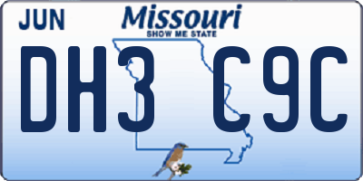 MO license plate DH3C9C
