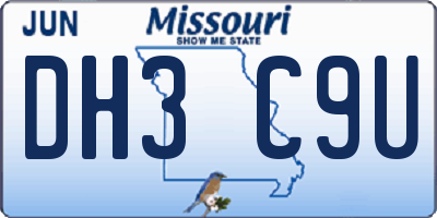 MO license plate DH3C9U