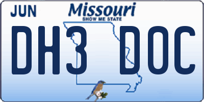 MO license plate DH3D0C
