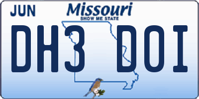 MO license plate DH3D0I