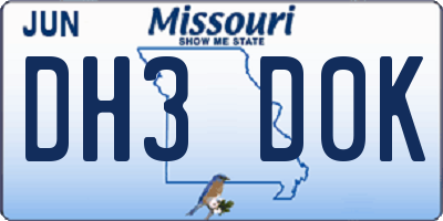 MO license plate DH3D0K