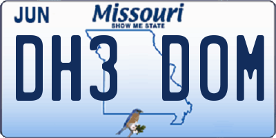 MO license plate DH3D0M