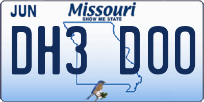 MO license plate DH3D0O