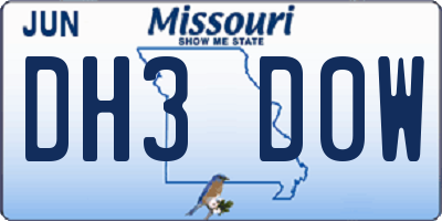 MO license plate DH3D0W