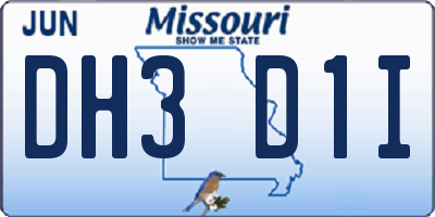 MO license plate DH3D1I