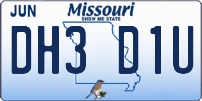 MO license plate DH3D1U