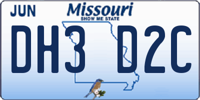 MO license plate DH3D2C
