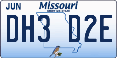 MO license plate DH3D2E