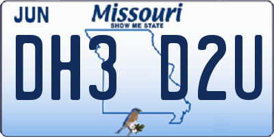 MO license plate DH3D2U