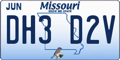 MO license plate DH3D2V
