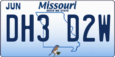 MO license plate DH3D2W