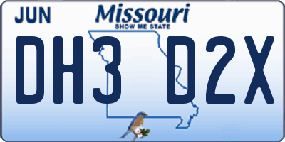MO license plate DH3D2X