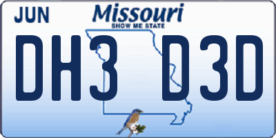 MO license plate DH3D3D