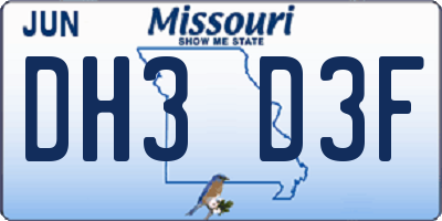 MO license plate DH3D3F