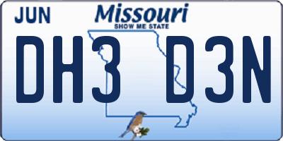 MO license plate DH3D3N