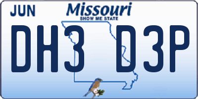 MO license plate DH3D3P