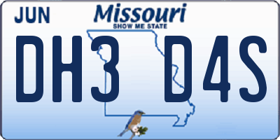 MO license plate DH3D4S