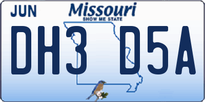 MO license plate DH3D5A