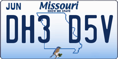 MO license plate DH3D5V