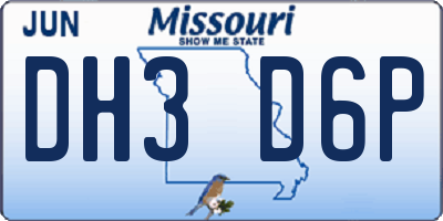 MO license plate DH3D6P