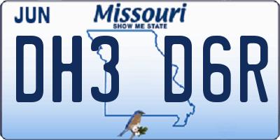 MO license plate DH3D6R