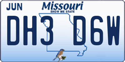 MO license plate DH3D6W