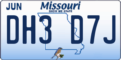 MO license plate DH3D7J
