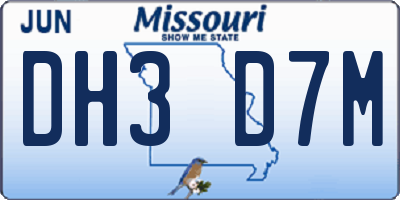 MO license plate DH3D7M