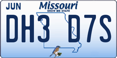 MO license plate DH3D7S