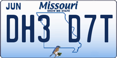 MO license plate DH3D7T