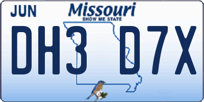 MO license plate DH3D7X