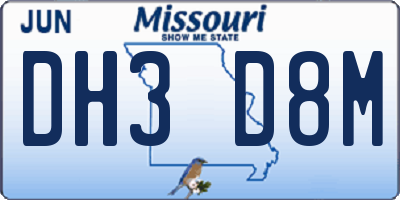 MO license plate DH3D8M