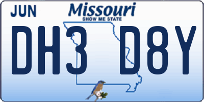 MO license plate DH3D8Y