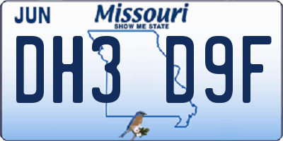 MO license plate DH3D9F
