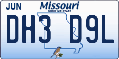 MO license plate DH3D9L